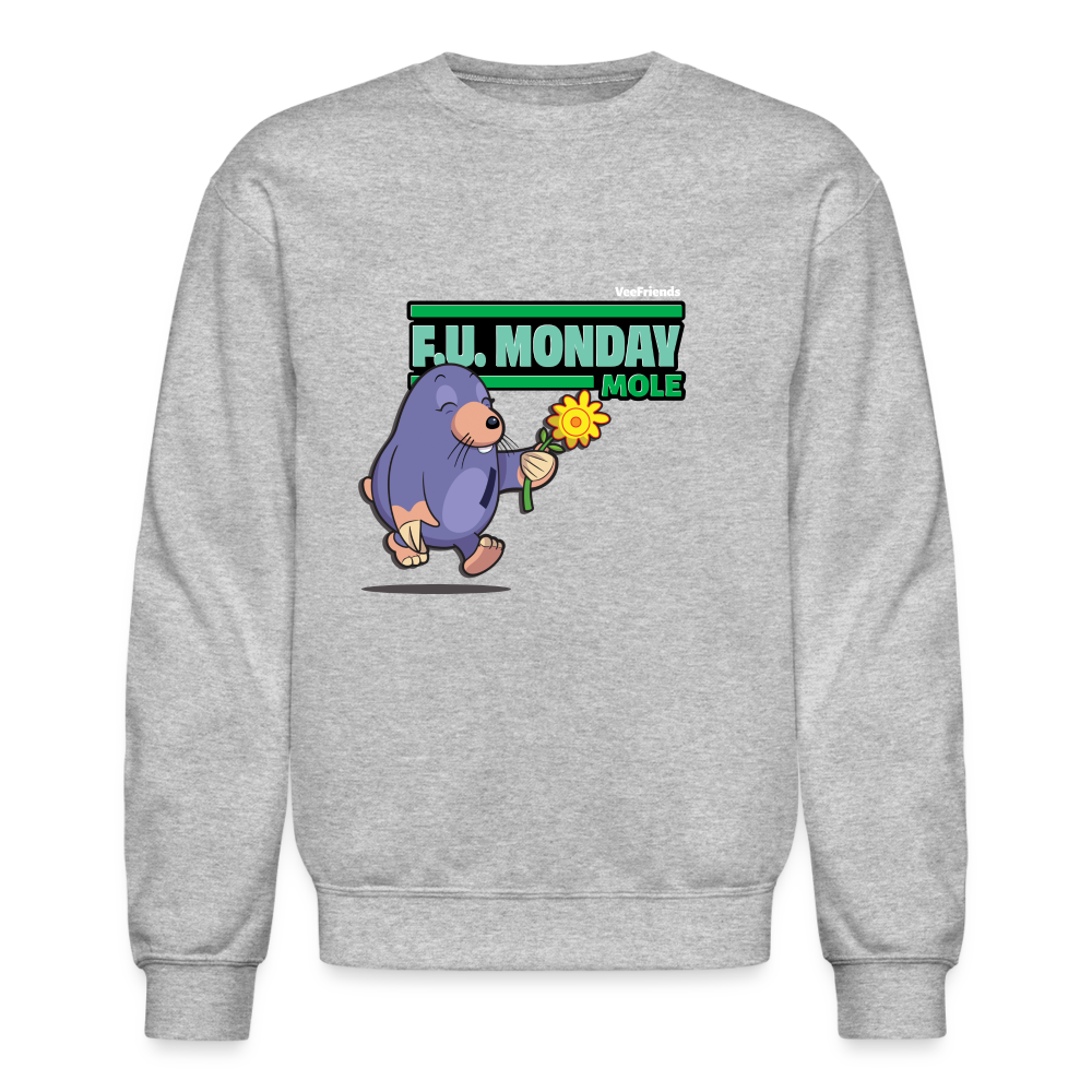 F.U. Monday Mole Character Comfort Adult Crewneck Sweatshirt - heather gray