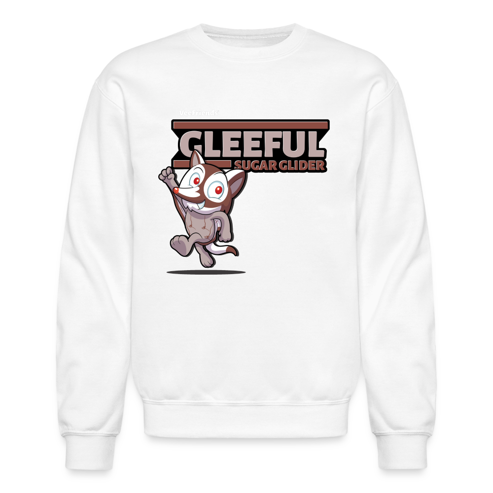 Gleeful Sugar Glider Character Comfort Adult Crewneck Sweatshirt - white