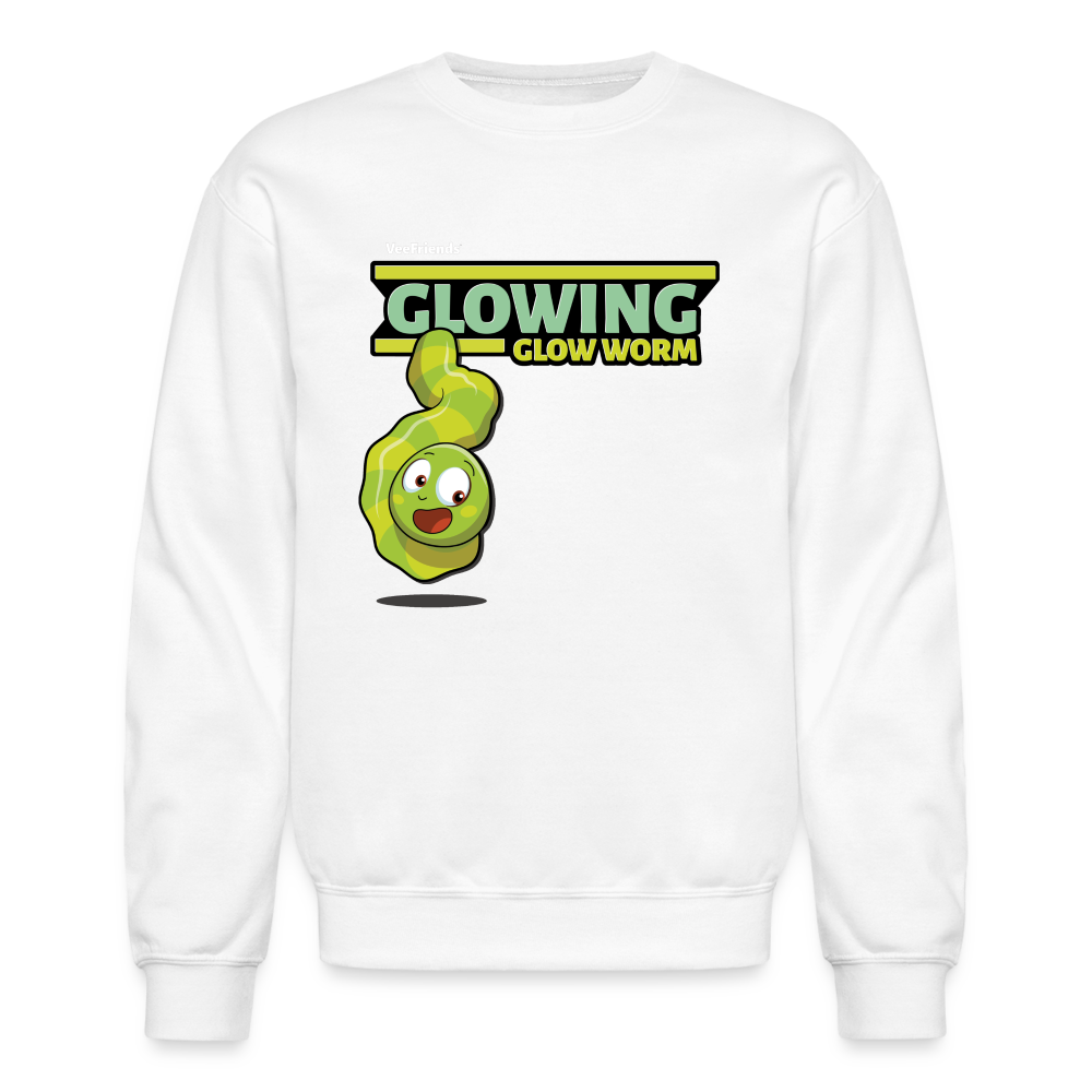Glowing Glow Worm Character Comfort Adult Crewneck Sweatshirt - white