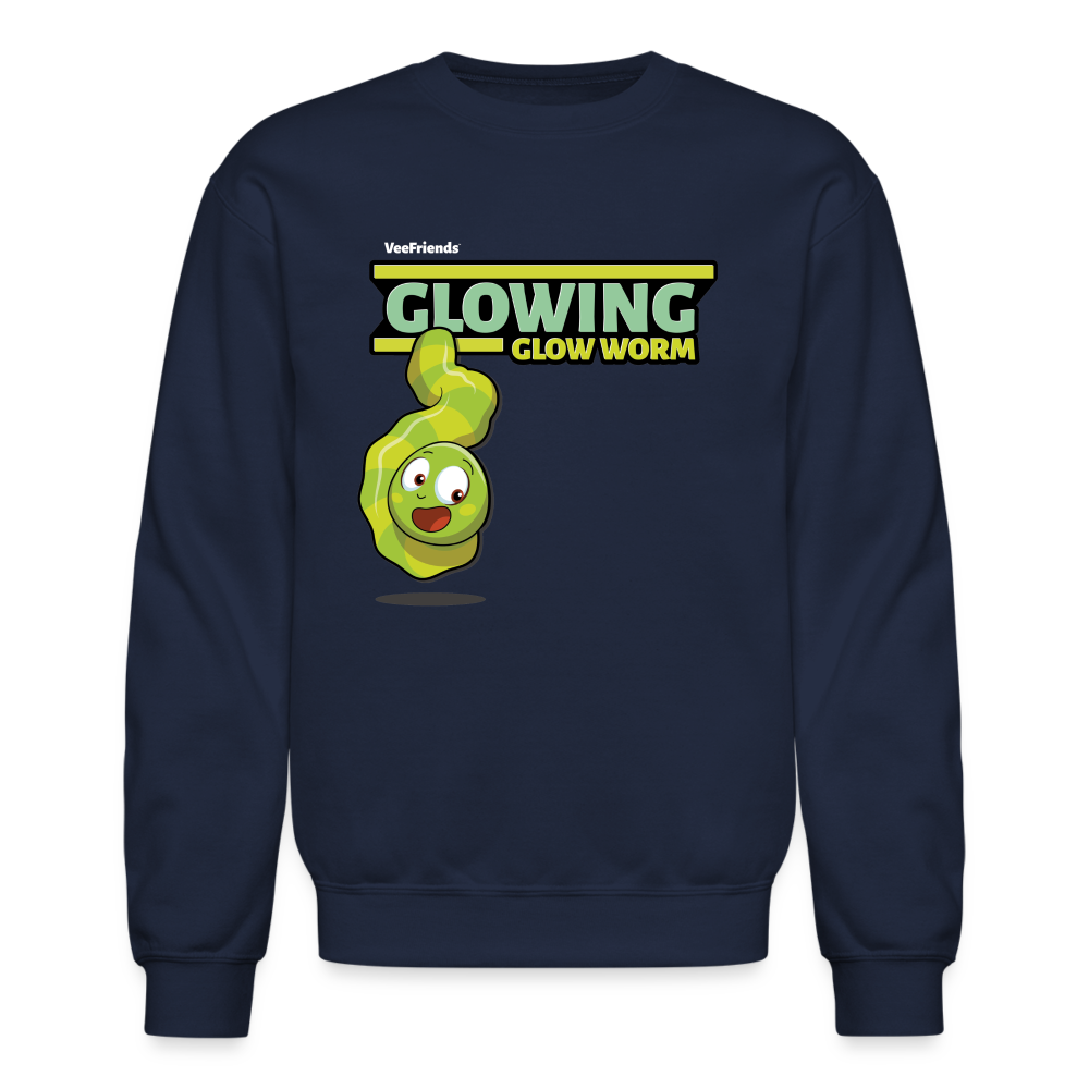 Glowing Glow Worm Character Comfort Adult Crewneck Sweatshirt - navy