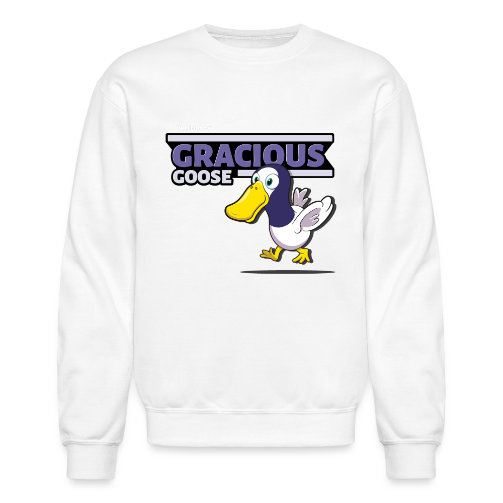 Gracious Goose Character Comfort Adult Crewneck Sweatshirt - white