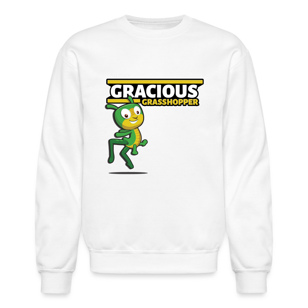 Gracious Grasshopper Character Comfort Adult Crewneck Sweatshirt - white