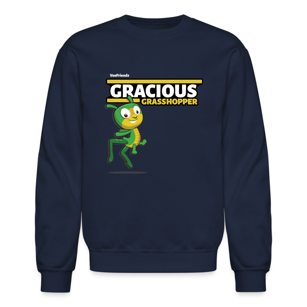 Gracious Grasshopper Character Comfort Adult Crewneck Sweatshirt - navy