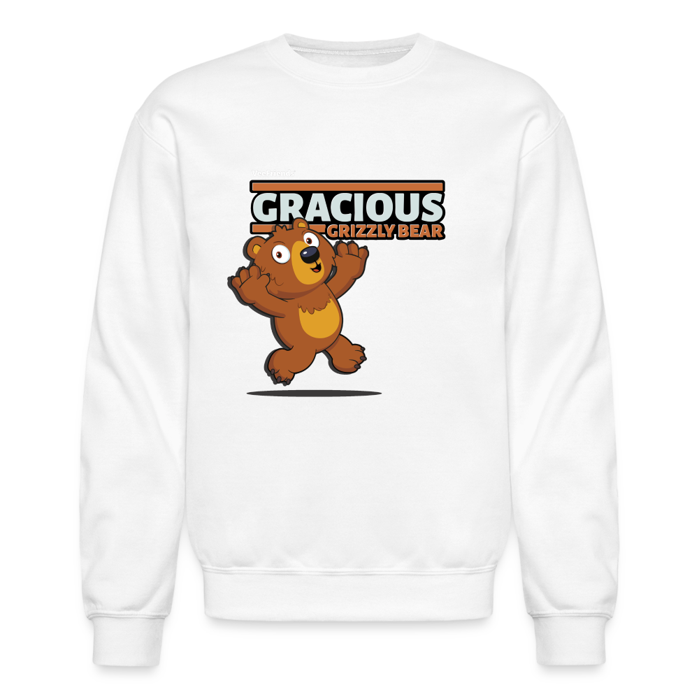 Gracious Grizzly Bear Character Comfort Adult Crewneck Sweatshirt - white