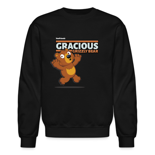 Gracious Grizzly Bear Character Comfort Adult Crewneck Sweatshirt - black