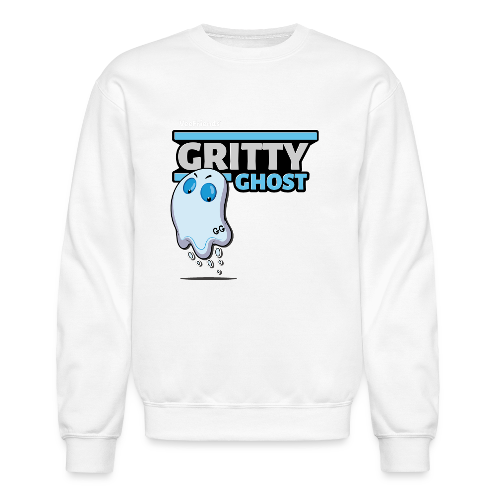 Gritty Ghost Character Comfort Adult Crewneck Sweatshirt - white