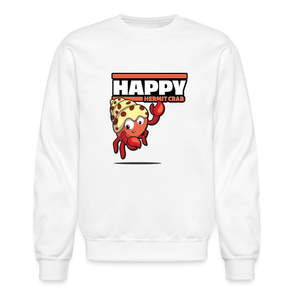 Happy Hermit Crab Character Comfort Adult Crewneck Sweatshirt - white