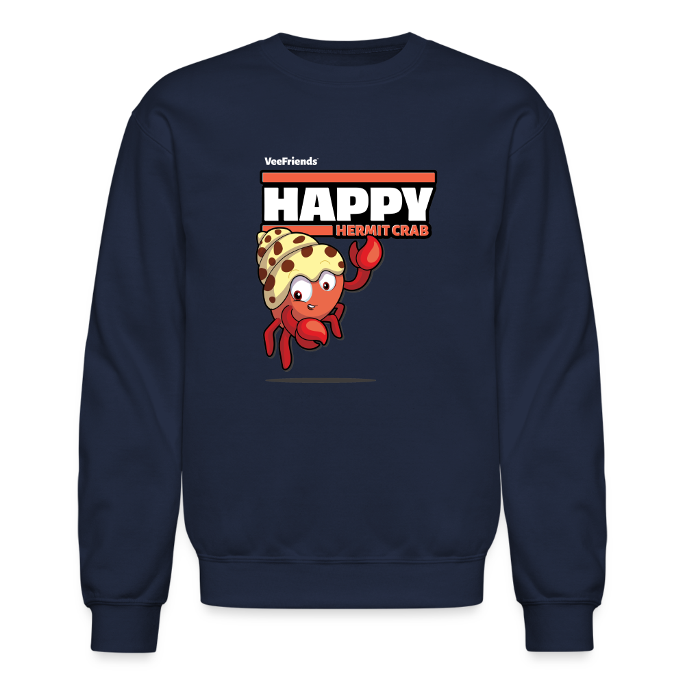 Happy Hermit Crab Character Comfort Adult Crewneck Sweatshirt - navy