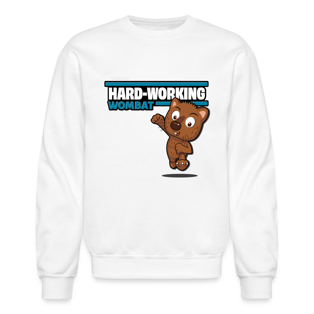 Hard-Working Wombat Character Comfort Adult Crewneck Sweatshirt - white