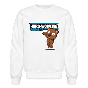 Hard-Working Wombat Character Comfort Adult Crewneck Sweatshirt - white