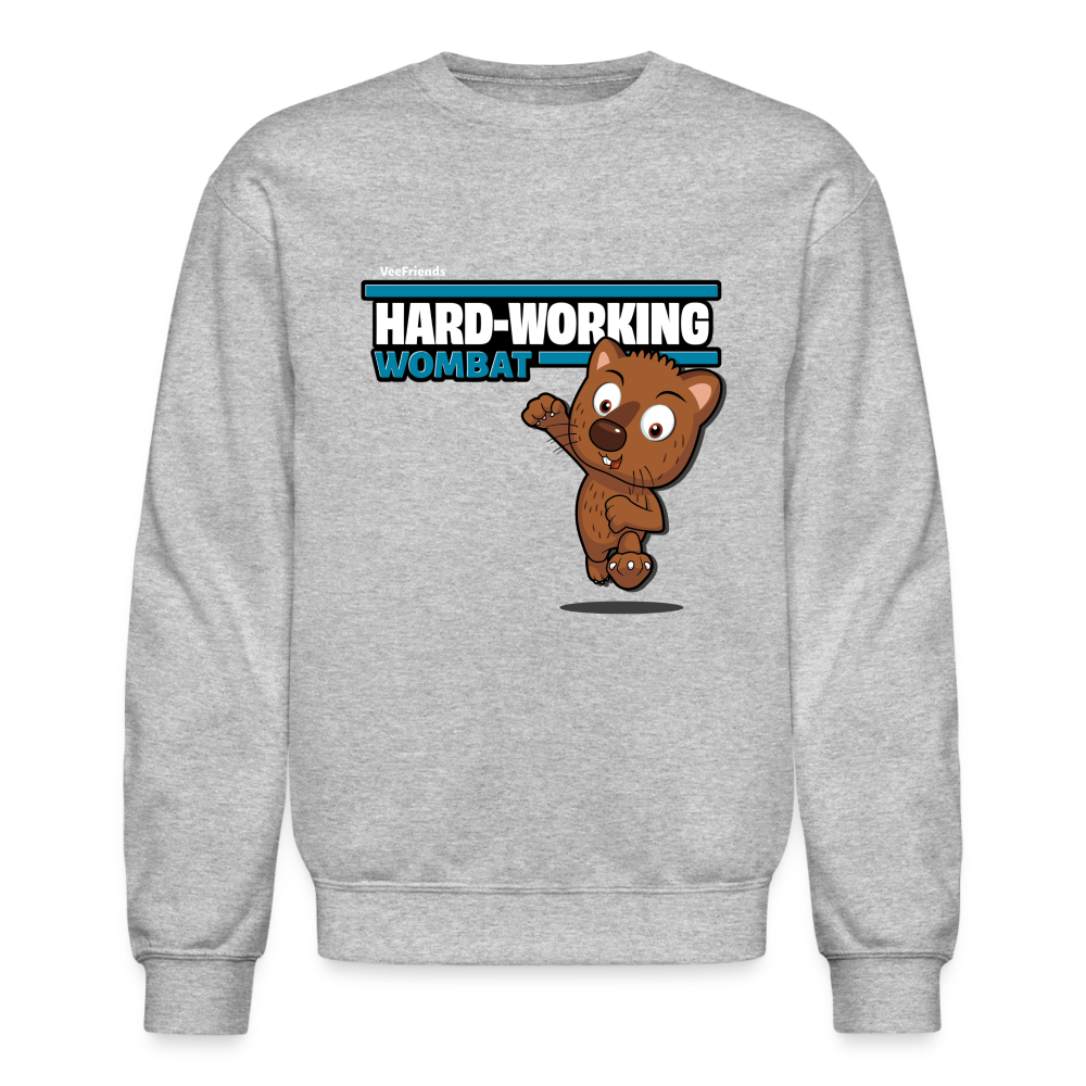 Hard-Working Wombat Character Comfort Adult Crewneck Sweatshirt - heather gray