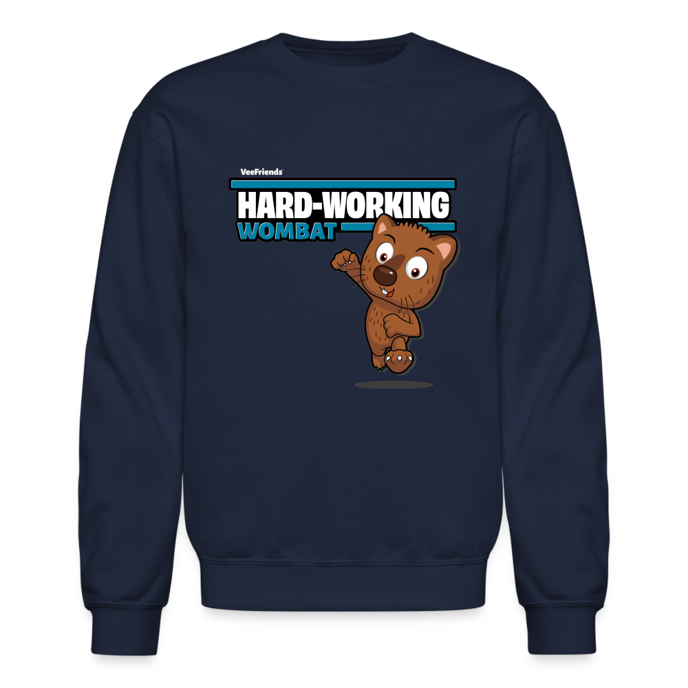 Hard-Working Wombat Character Comfort Adult Crewneck Sweatshirt - navy