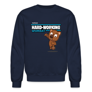 Hard-Working Wombat Character Comfort Adult Crewneck Sweatshirt - navy