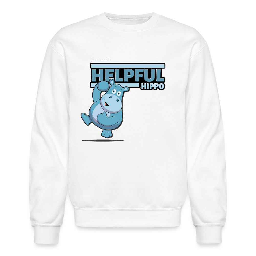 Helpful Hippo Character Comfort Adult Crewneck Sweatshirt - white