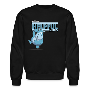 Helpful Hippo Character Comfort Adult Crewneck Sweatshirt - black