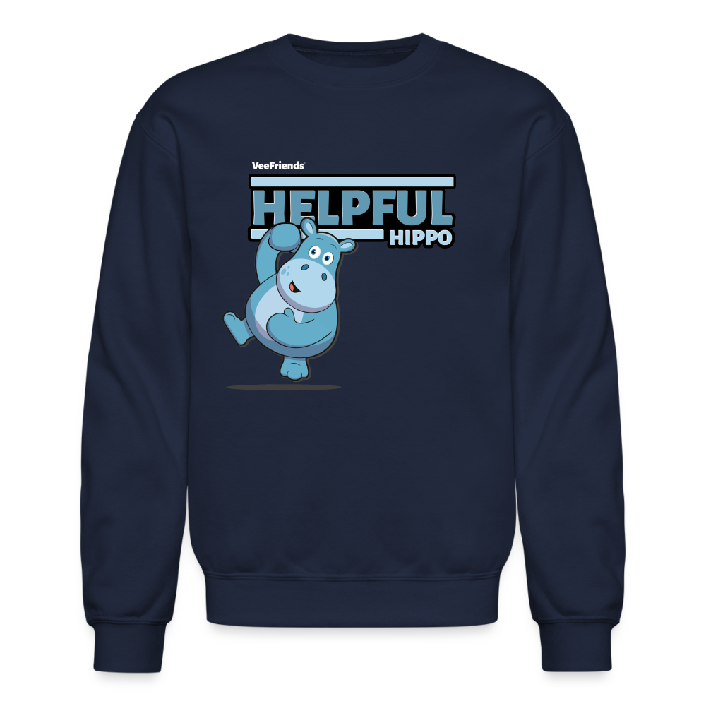 Helpful Hippo Character Comfort Adult Crewneck Sweatshirt - navy