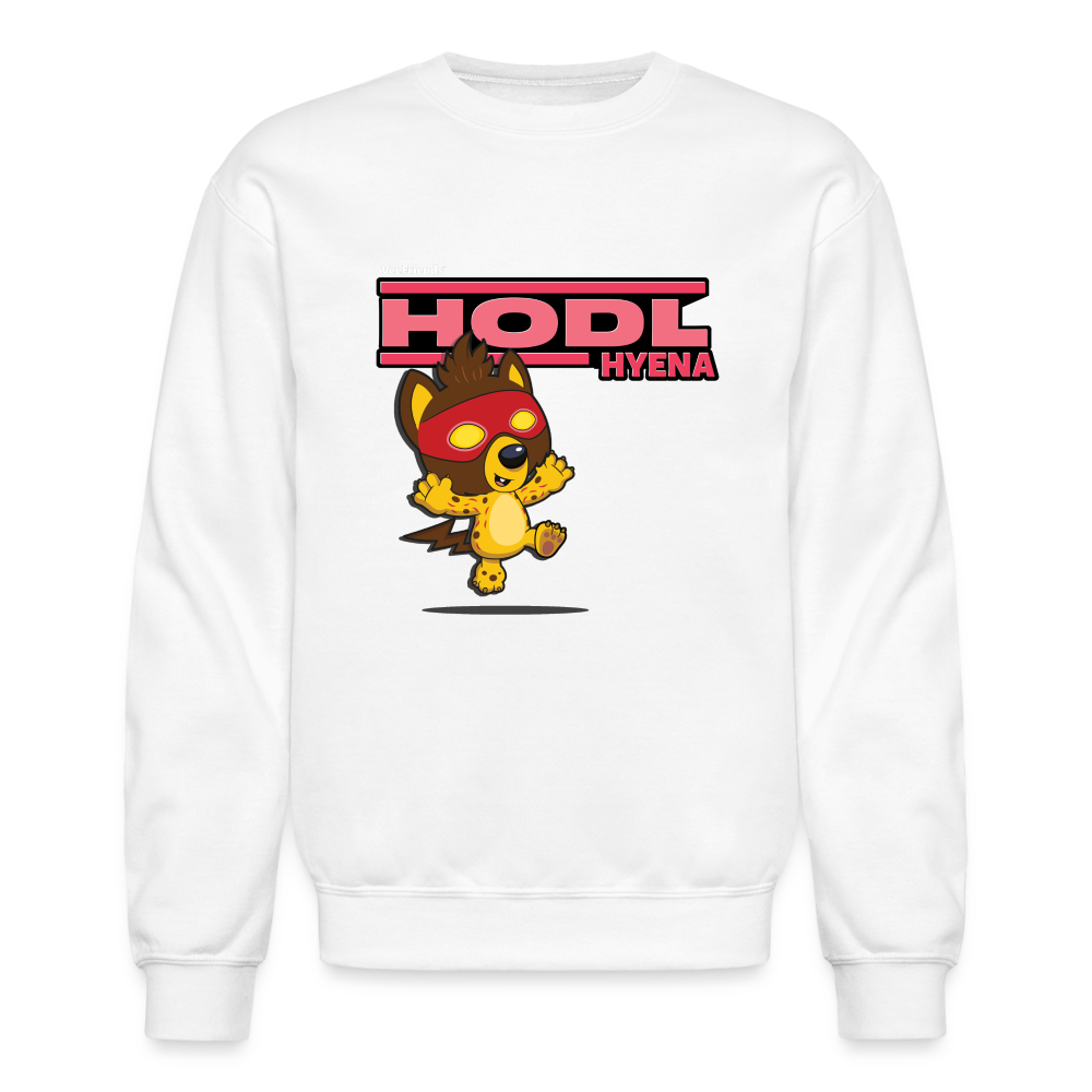 Hodl Hyena Character Comfort Adult Crewneck Sweatshirt - white