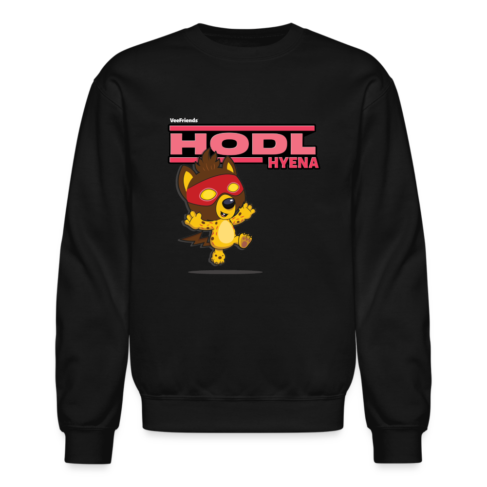 Hodl Hyena Character Comfort Adult Crewneck Sweatshirt - black