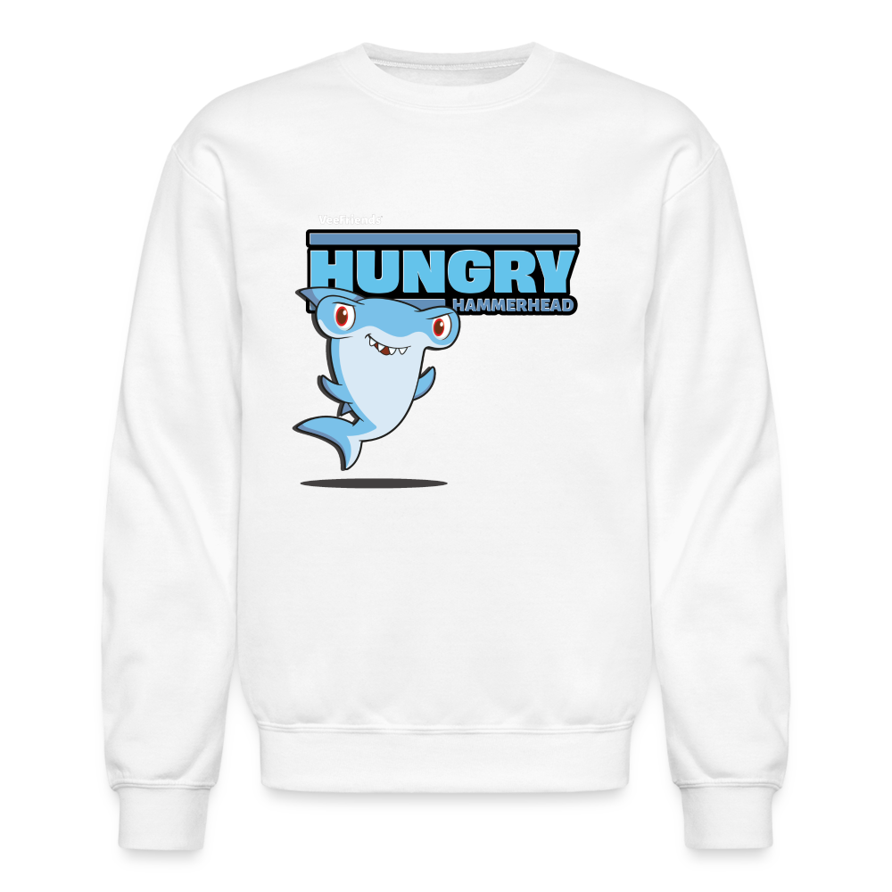 Hungry Hammerhead Character Comfort Adult Crewneck Sweatshirt - white