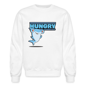 Hungry Hammerhead Character Comfort Adult Crewneck Sweatshirt - white
