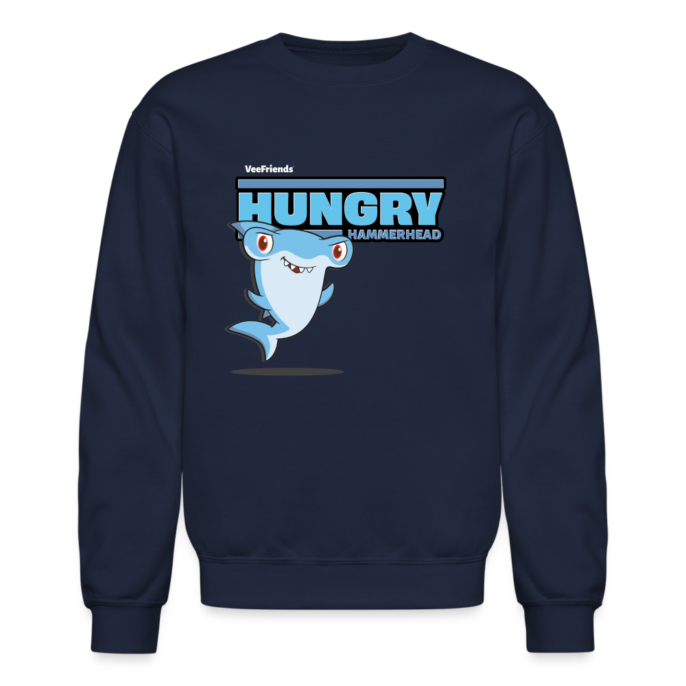 Hungry Hammerhead Character Comfort Adult Crewneck Sweatshirt - navy