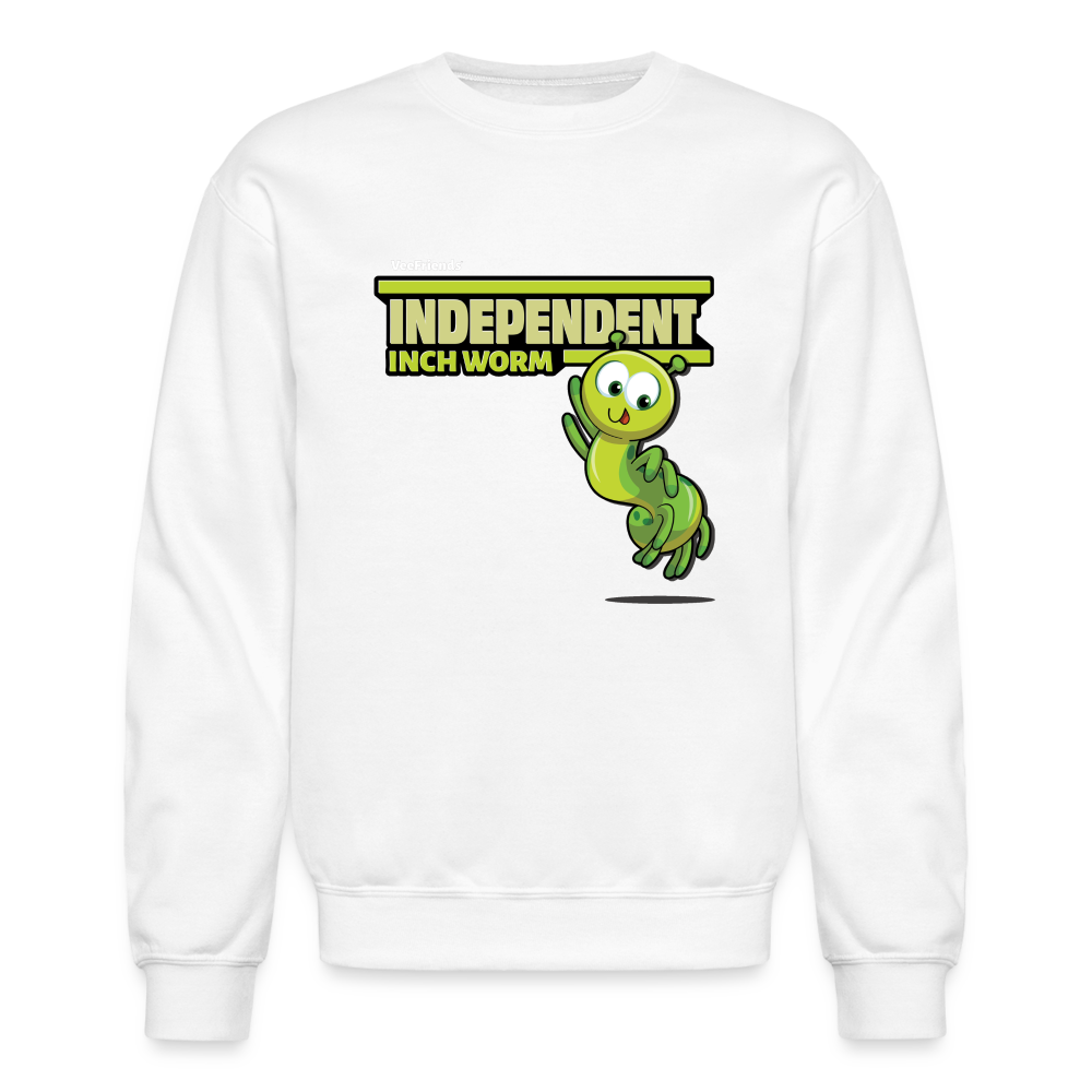 Independent Inch Worm Character Comfort Adult Crewneck Sweatshirt - white