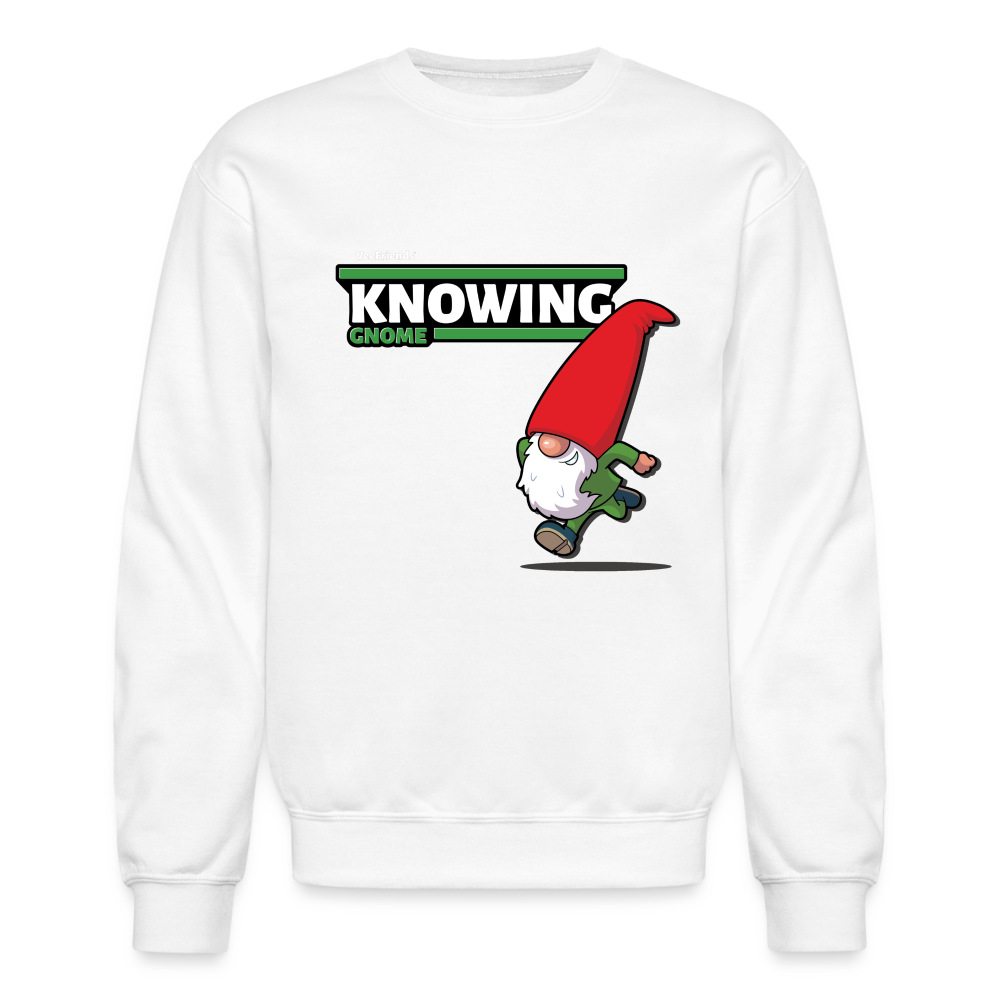 Knowing Gnome Character Comfort Adult Crewneck Sweatshirt - white