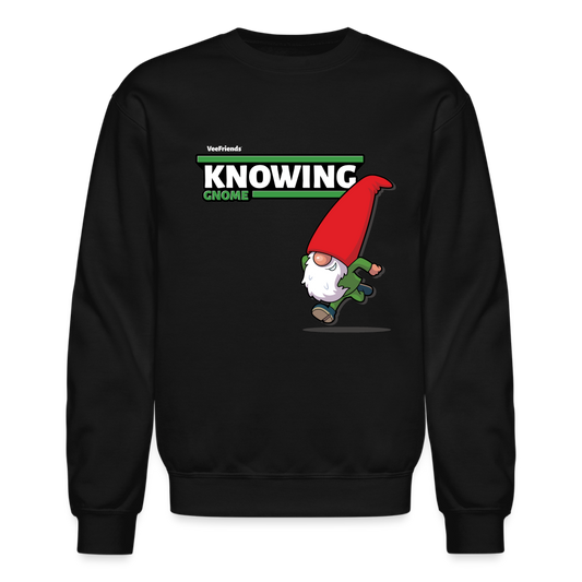 Knowing Gnome Character Comfort Adult Crewneck Sweatshirt - black