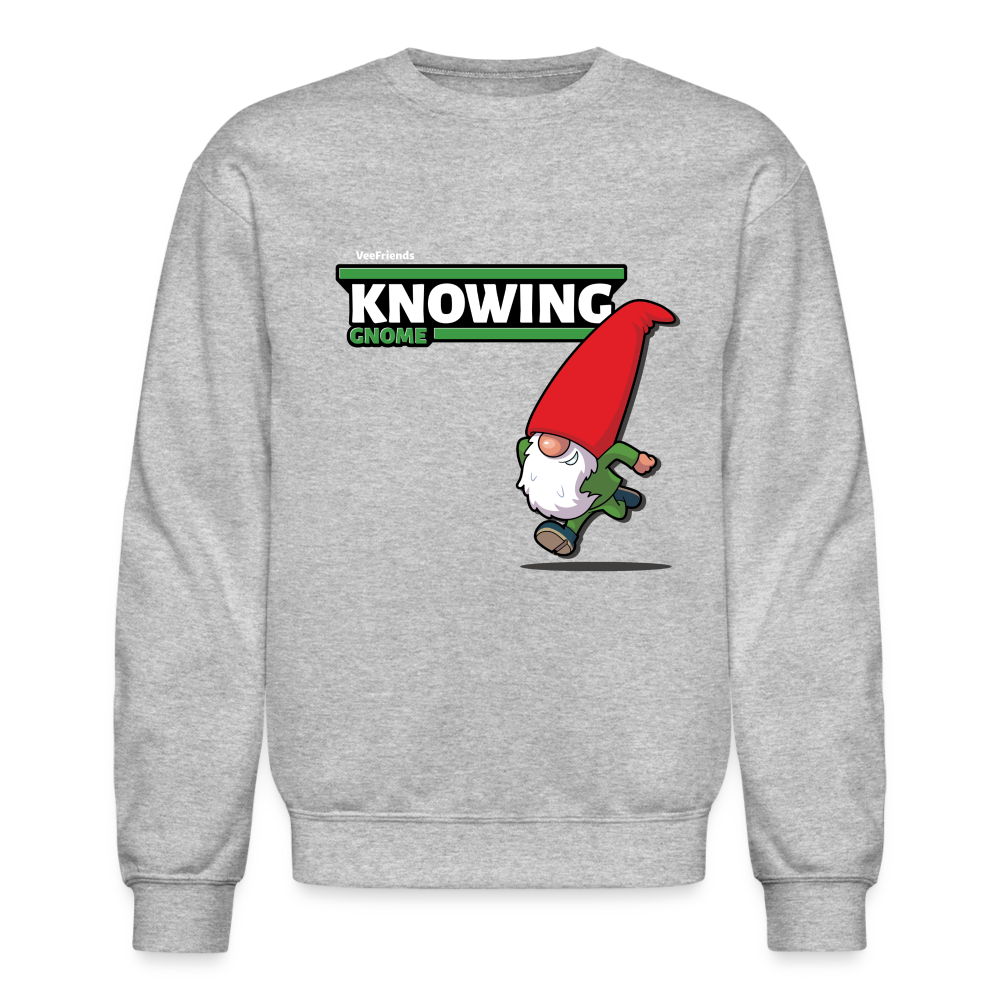 Knowing Gnome Character Comfort Adult Crewneck Sweatshirt - heather gray