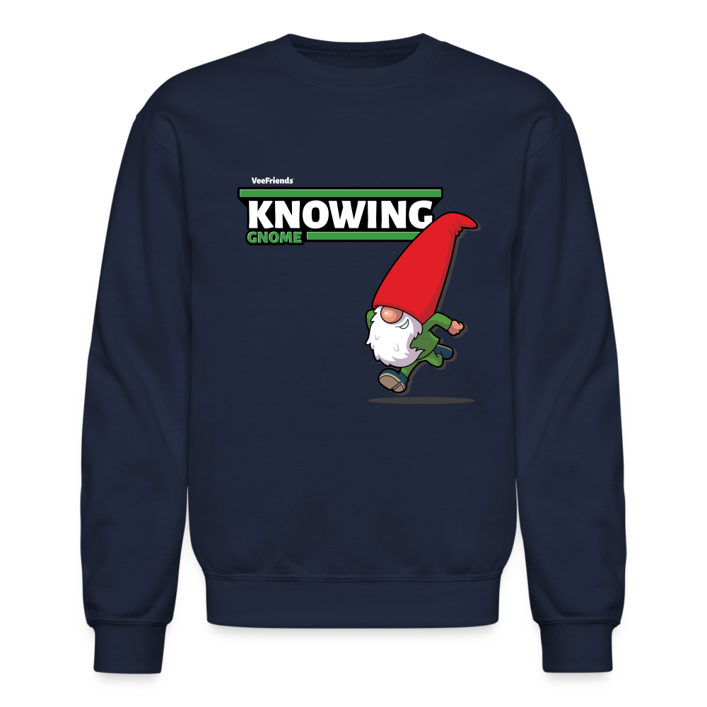 Knowing Gnome Character Comfort Adult Crewneck Sweatshirt - navy