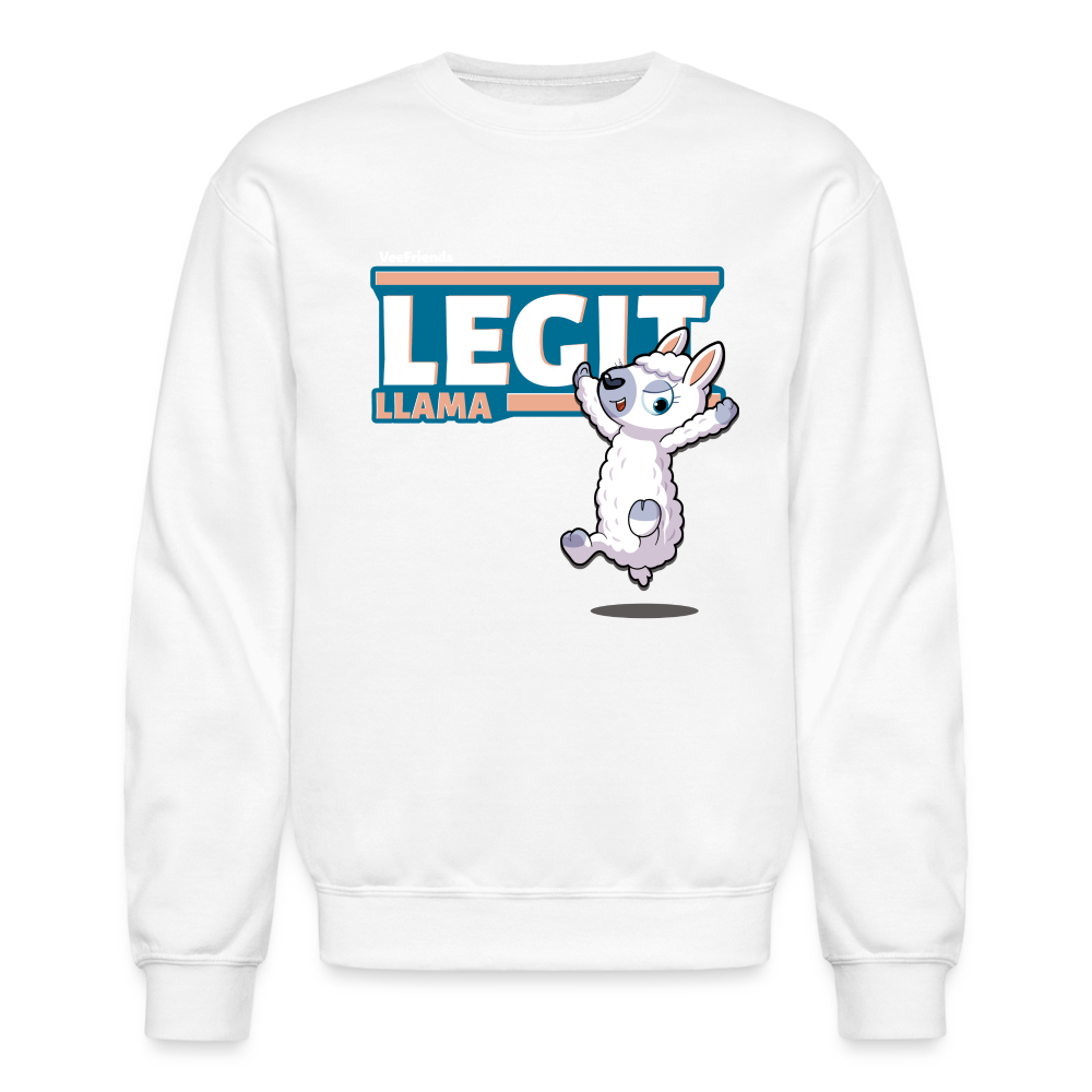 Legit Llama Character Comfort Adult Crewneck Sweatshirt - white