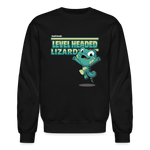 Level Headed Lizard Character Comfort Adult Crewneck Sweatshirt - black