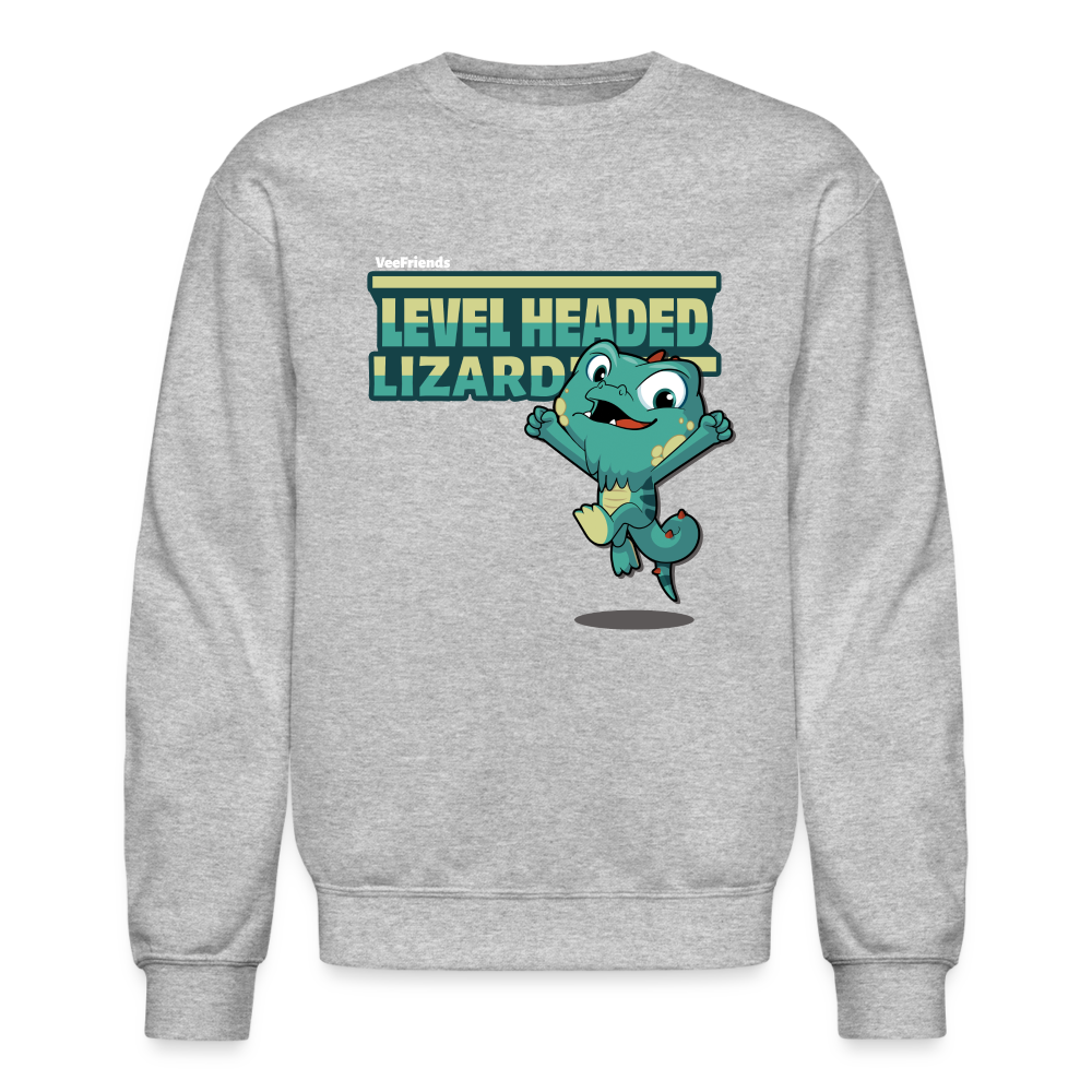 Level Headed Lizard Character Comfort Adult Crewneck Sweatshirt - heather gray