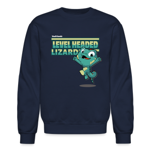 Level Headed Lizard Character Comfort Adult Crewneck Sweatshirt - navy