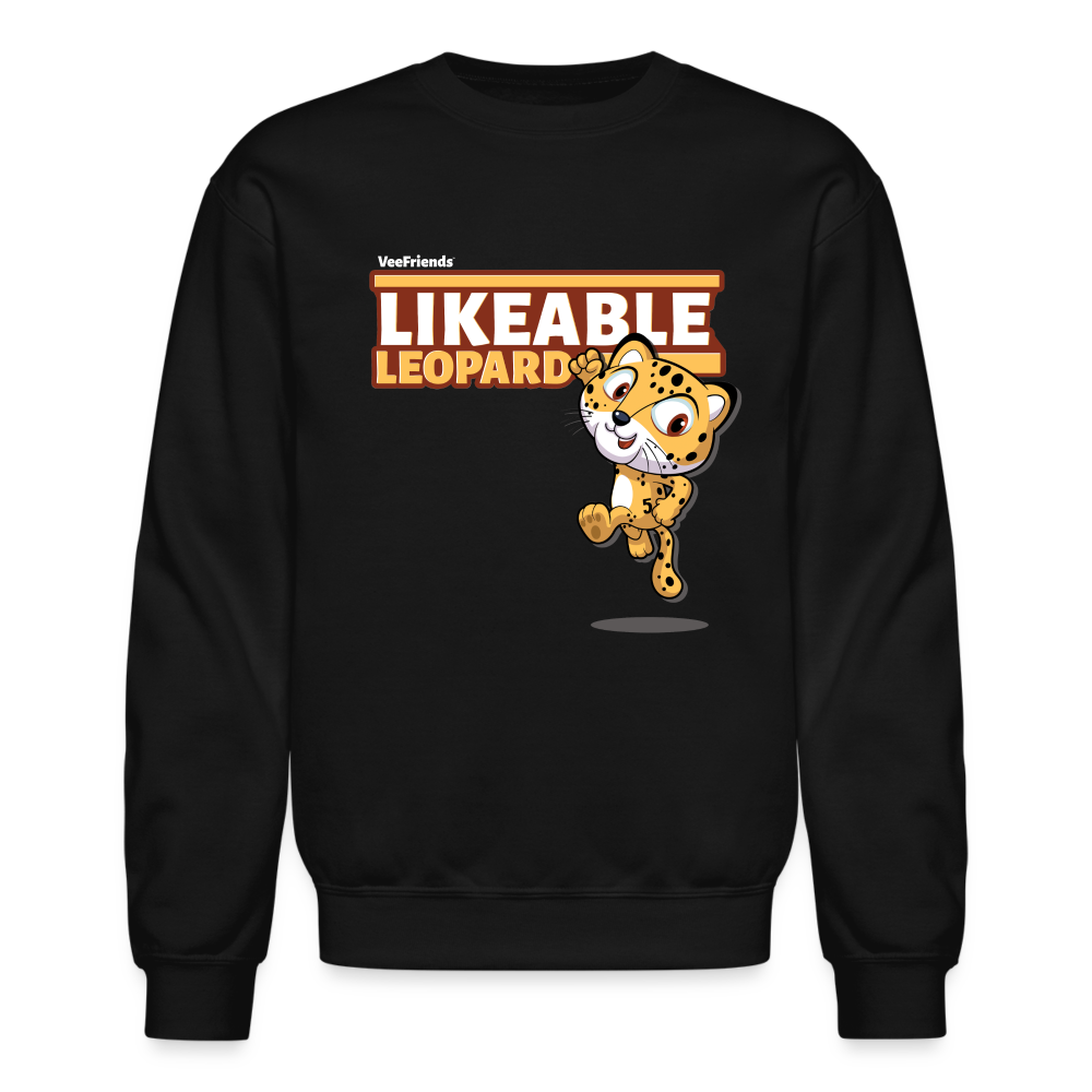 Likeable Leopard Character Comfort Adult Crewneck Sweatshirt - black