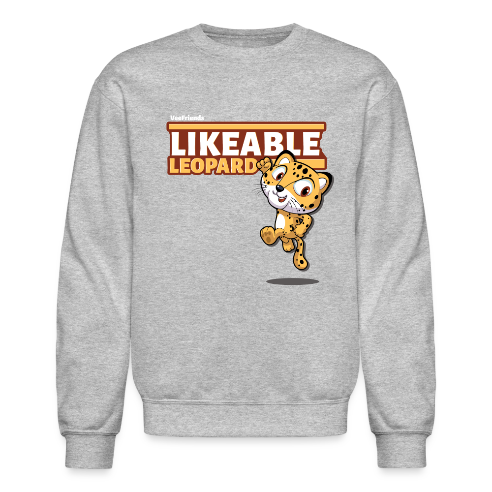 Likeable Leopard Character Comfort Adult Crewneck Sweatshirt - heather gray