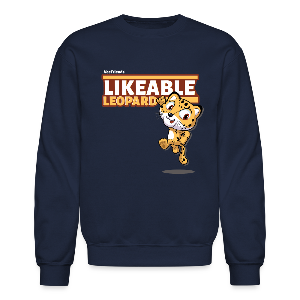 Likeable Leopard Character Comfort Adult Crewneck Sweatshirt - navy