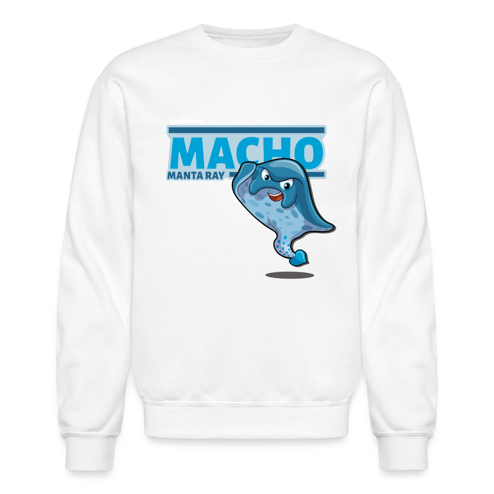 Macho Manta Ray Character Comfort Adult Crewneck Sweatshirt - white