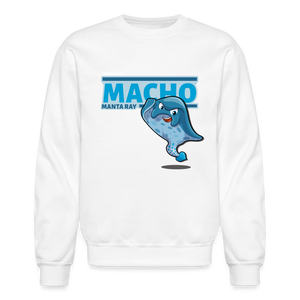 Macho Manta Ray Character Comfort Adult Crewneck Sweatshirt - white
