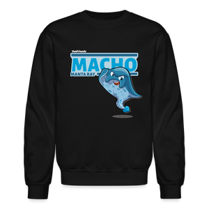Macho Manta Ray Character Comfort Adult Crewneck Sweatshirt - black
