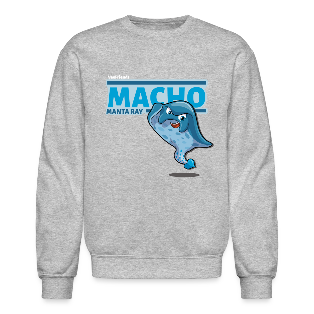 Macho Manta Ray Character Comfort Adult Crewneck Sweatshirt - heather gray