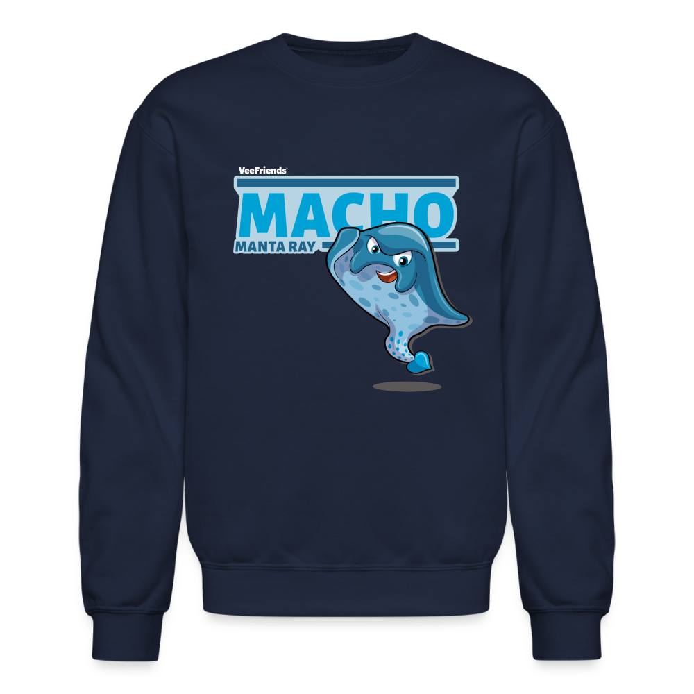 Macho Manta Ray Character Comfort Adult Crewneck Sweatshirt - navy