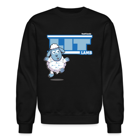 Lit Lamb Character Comfort Adult Crewneck Sweatshirt - black