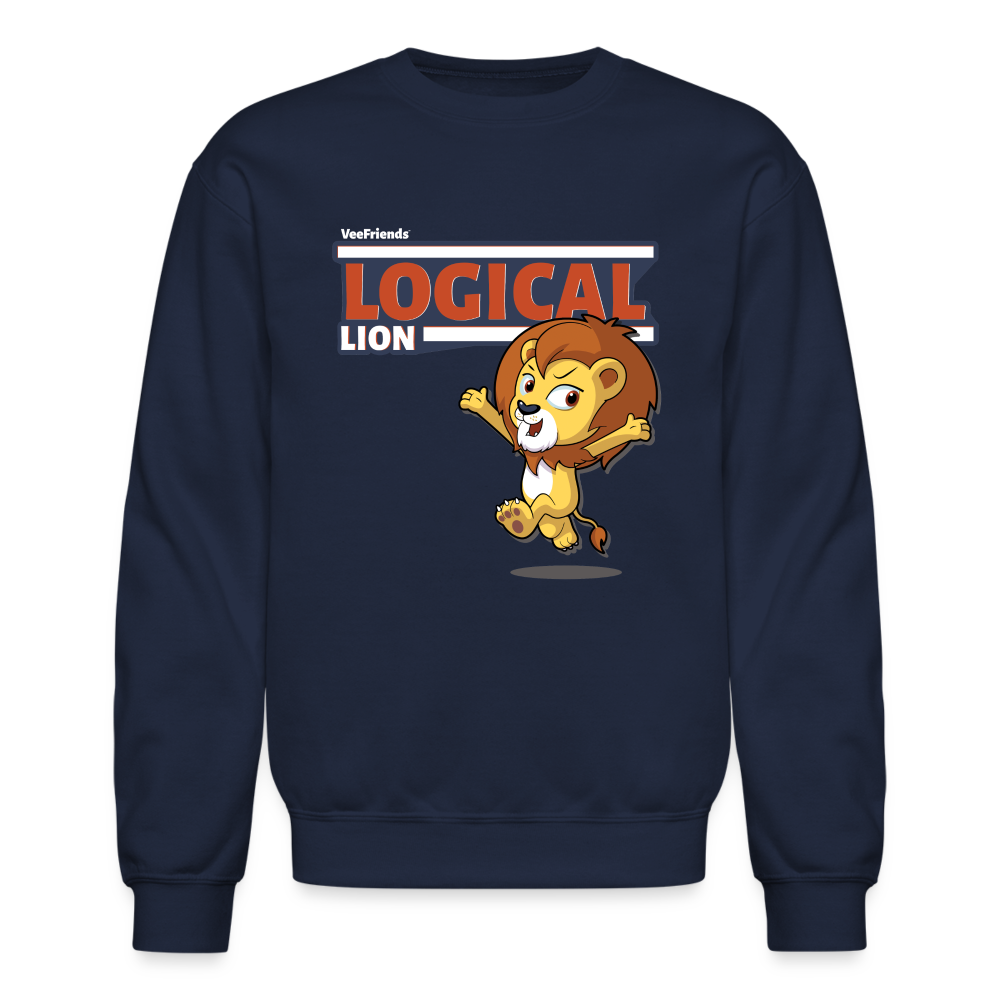 Logical Lion Character Comfort Adult Crewneck Sweatshirt - navy