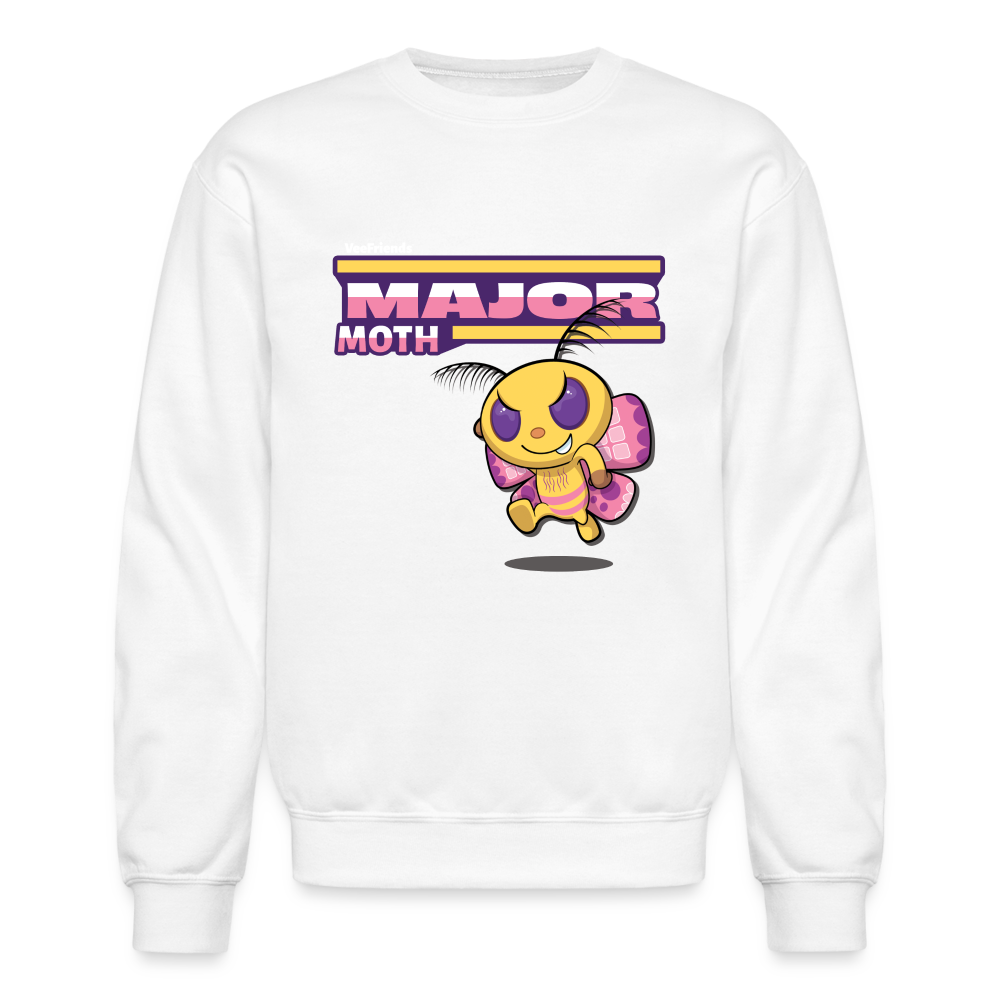 Major Moth Character Comfort Adult Crewneck Sweatshirt - white