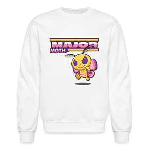 Major Moth Character Comfort Adult Crewneck Sweatshirt - white