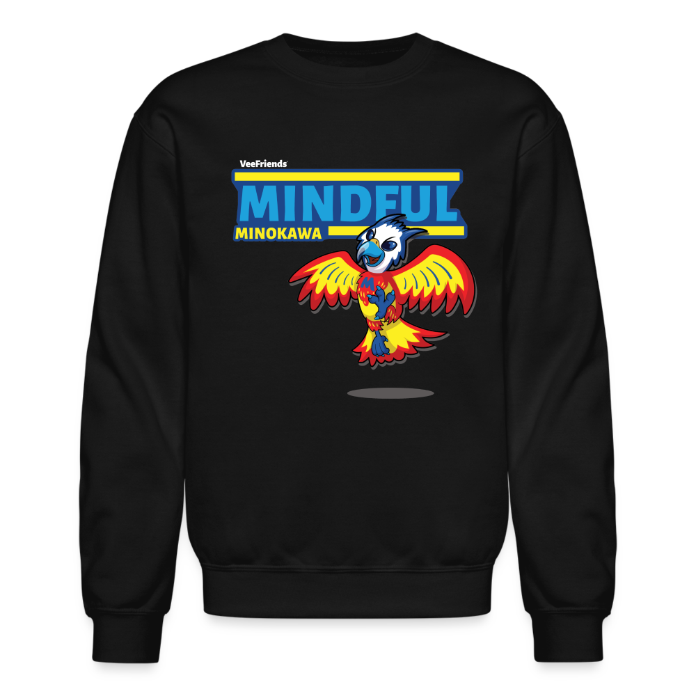 Mindful Minokawa Character Comfort Adult Crewneck Sweatshirt - black