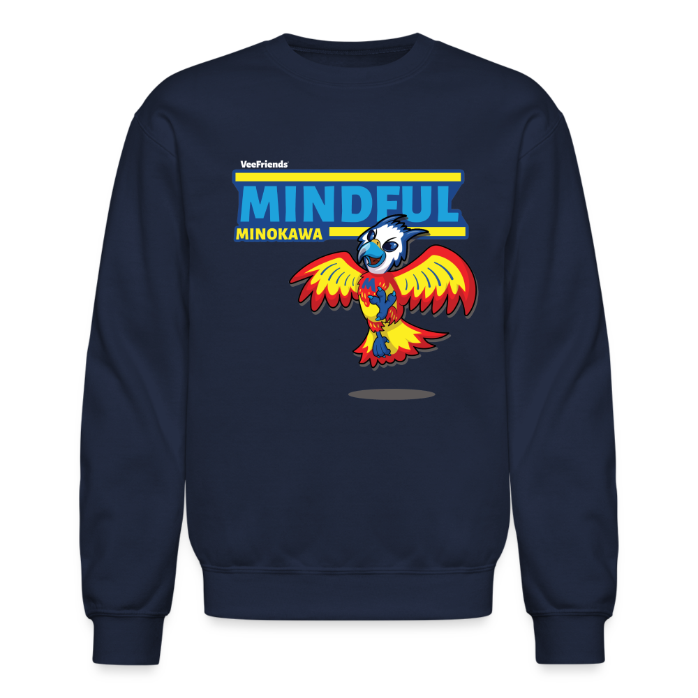 Mindful Minokawa Character Comfort Adult Crewneck Sweatshirt - navy