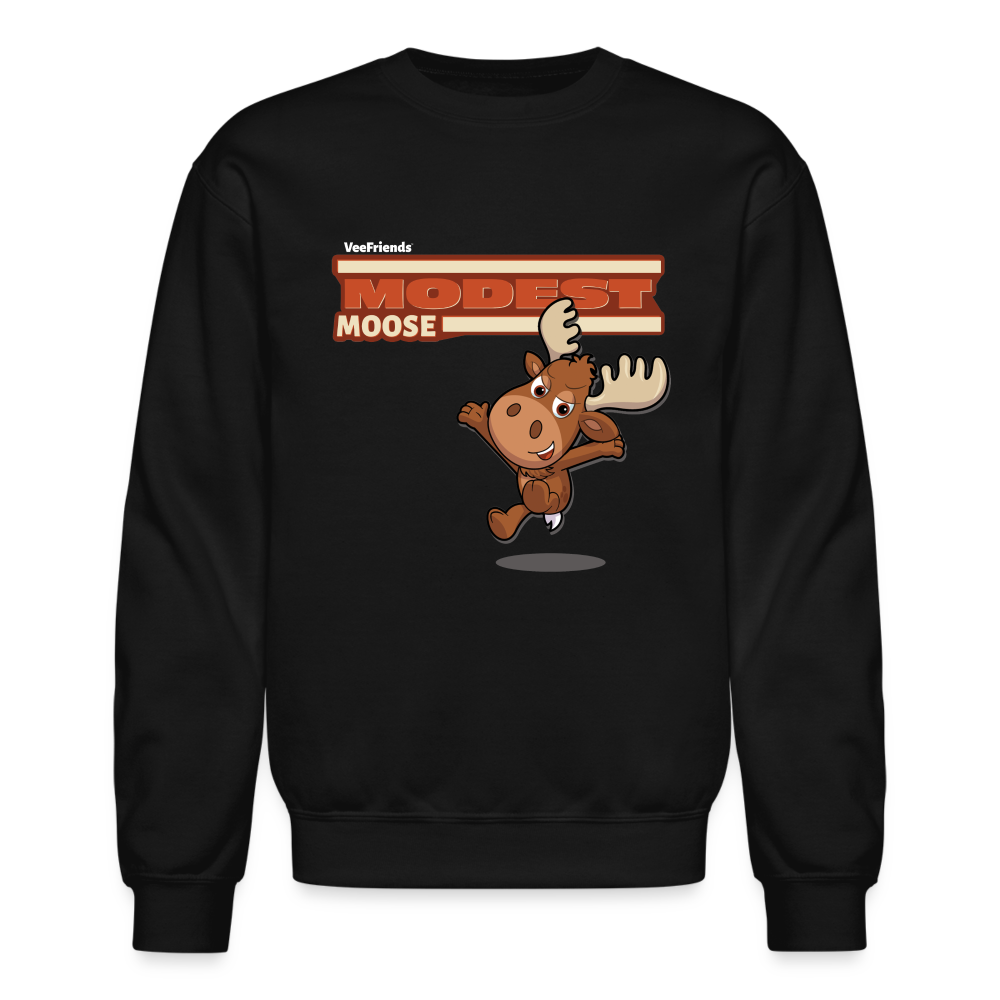 Modest Moose Character Comfort Adult Crewneck Sweatshirt - black