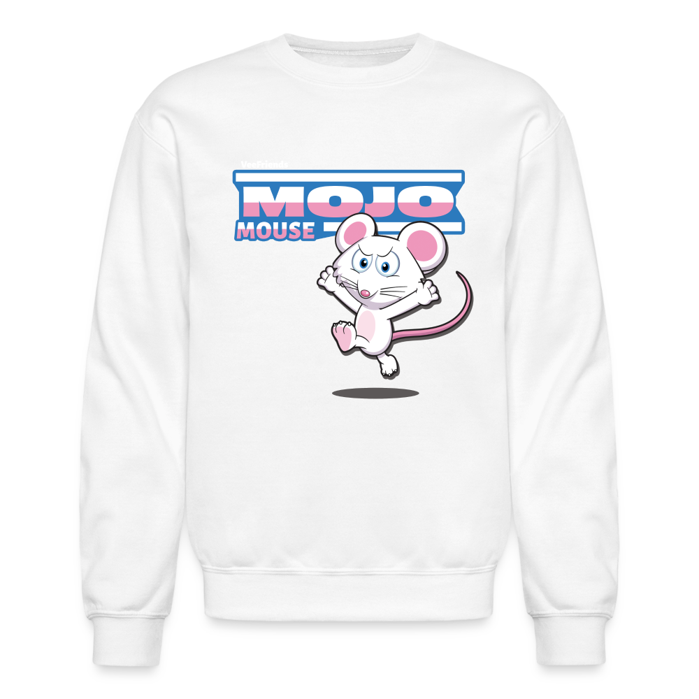 Mojo Mouse Character Comfort Adult Crewneck Sweatshirt - white